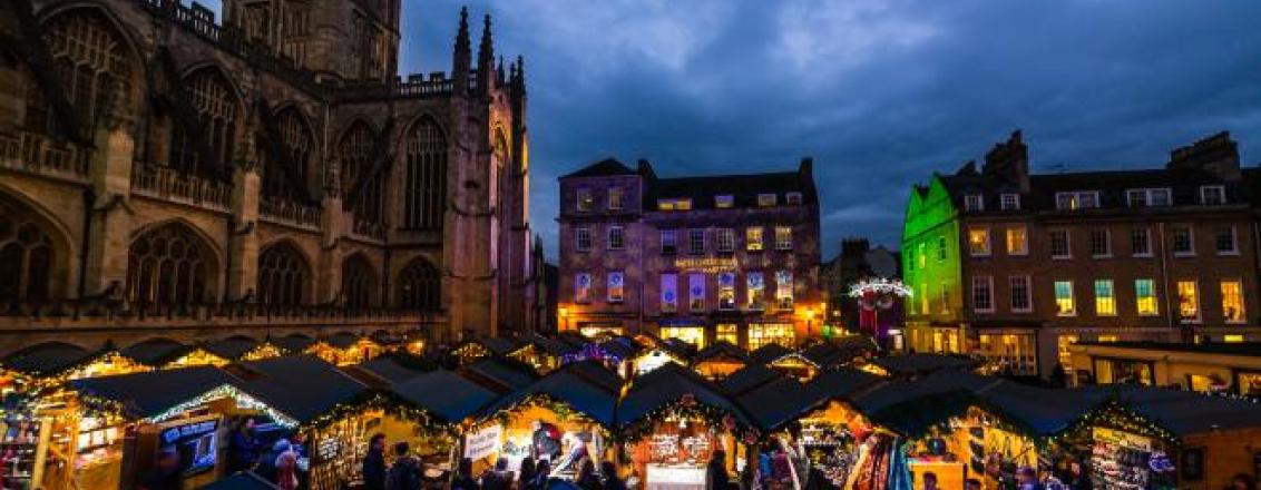 christmas market main square at night